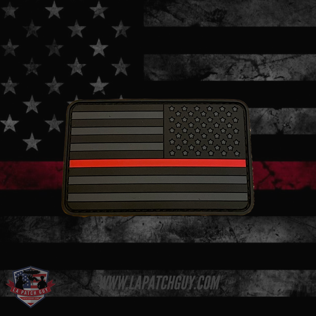 Black Thin Red Line Flag Velcro Patch